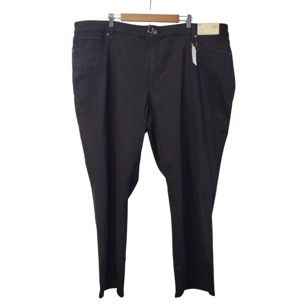 St. John's Bay Womens 30W Black Straight Leg Mid-Rise Pants Stretch Easy Fit NWT